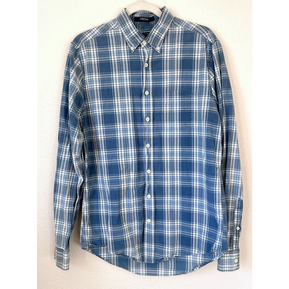 Gant Mens Shirt Size Large Button Long Sleeve Blue Plaid 3-Col Indigo Fitted